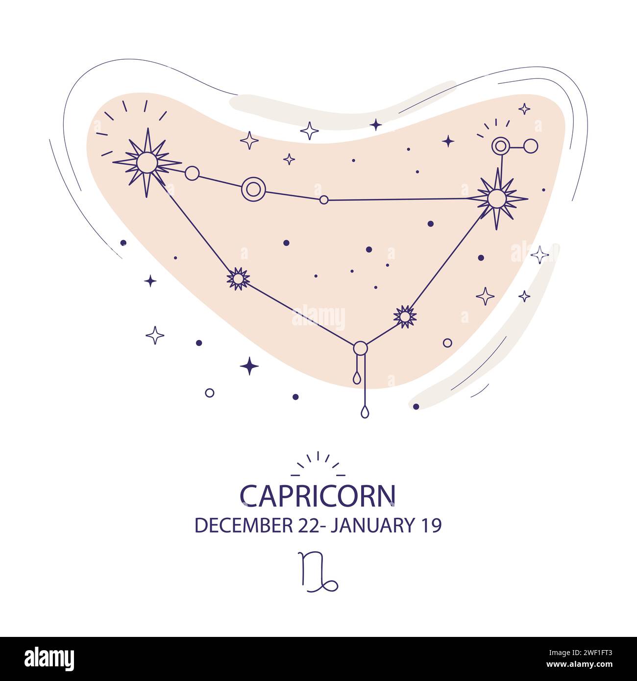 Capricorne Zodiac Constellation d'étoiles dans un style minimaliste à la mode. Constellation d'étoiles prévision astrologique, Astrologie magique, fond de Tarot. ESOT Illustration de Vecteur