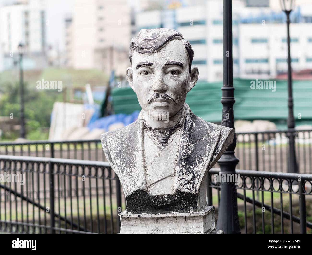 Buste de Jose Rizal, nationaliste philippin et combattant de la liberté, au fort Santiago, Intramuros, Manille, Philippines Banque D'Images