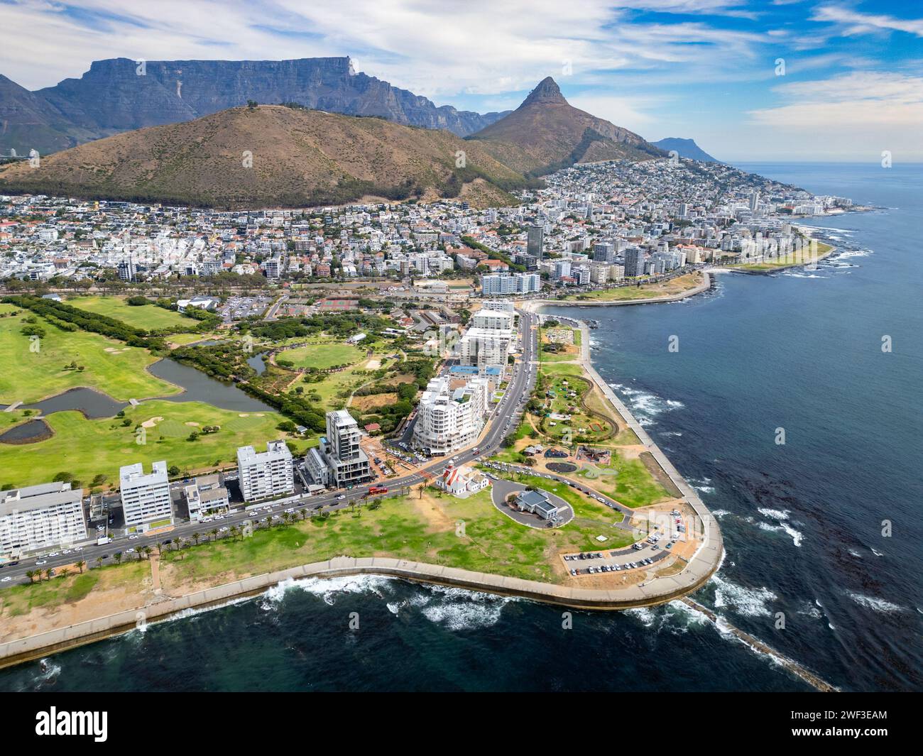 Phare de Green point, Mouille point, Green point, Cape Town, Afrique du Sud Banque D'Images