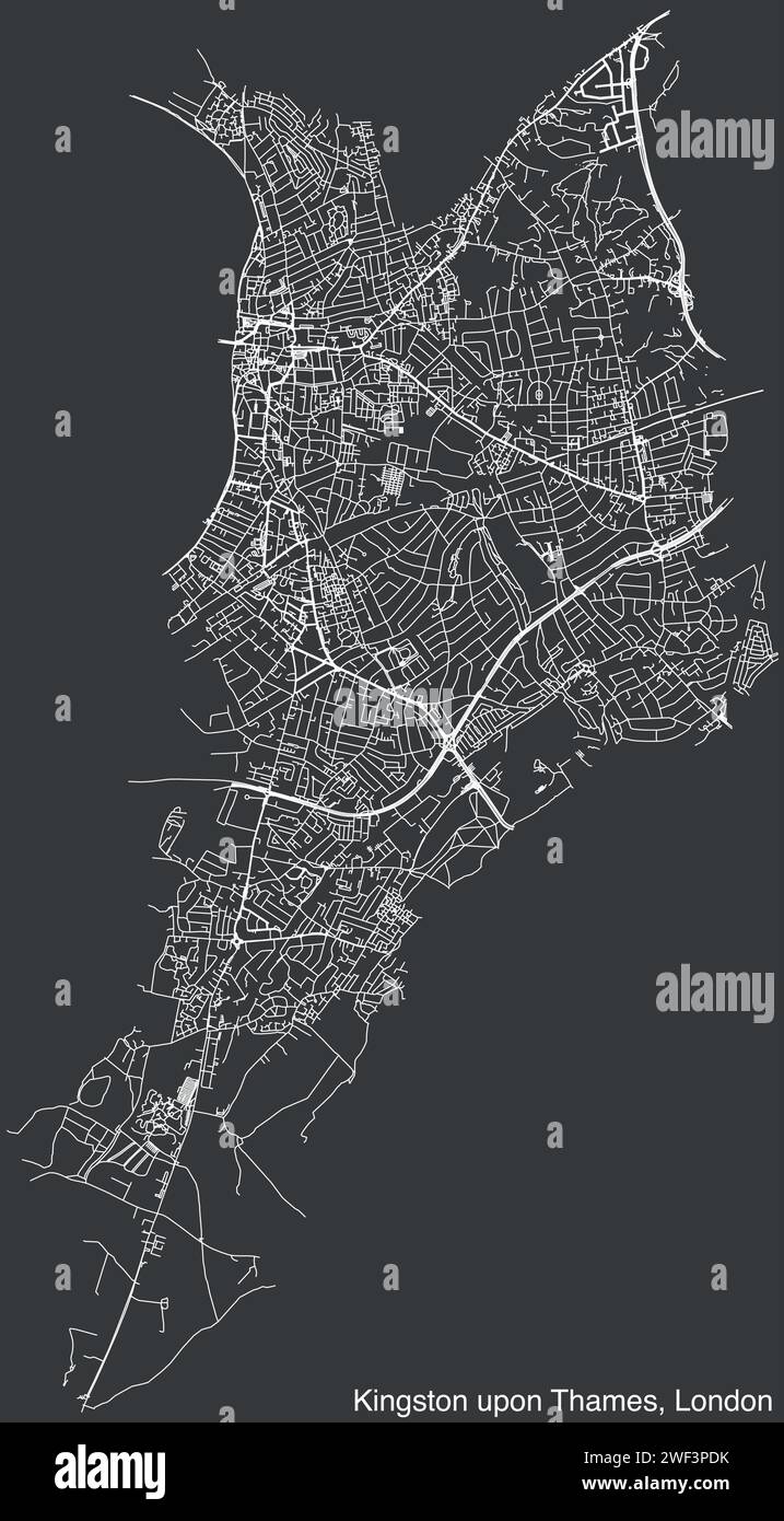 Carte des rues de l'ARRONDISSEMENT ROYAL DE KINGSTON UPON THAMES, LONDRES Illustration de Vecteur