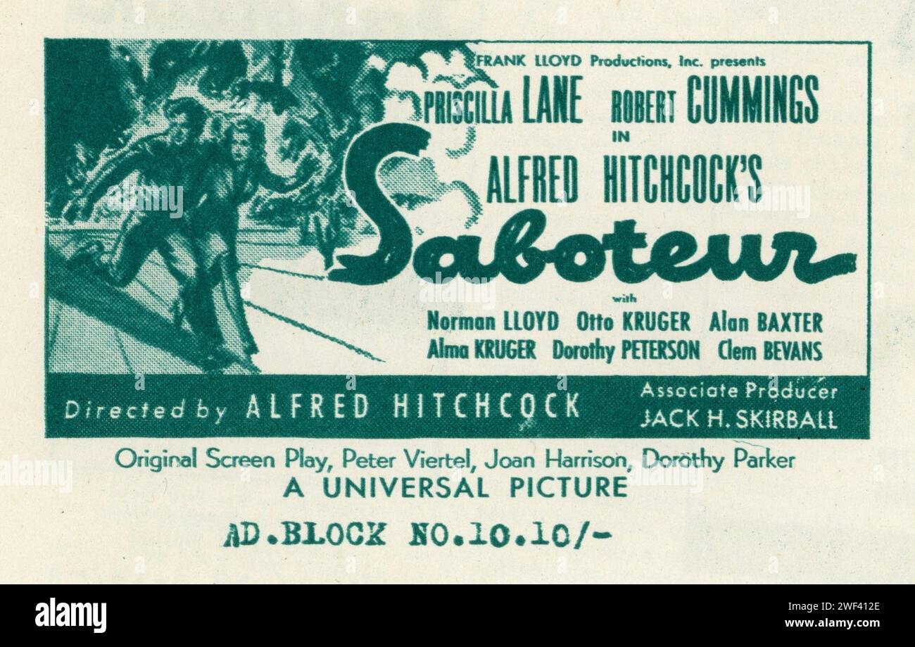 PRISCILLA LANE et ROBERT CUMMINGS dans SABOTEUR 1942 réalisateur ALFRED HITCHCOCK scénario original Peter Viertel Joan Harrison et Dorothy Parker Frank Lloyd Productions / Universal Pictures Banque D'Images