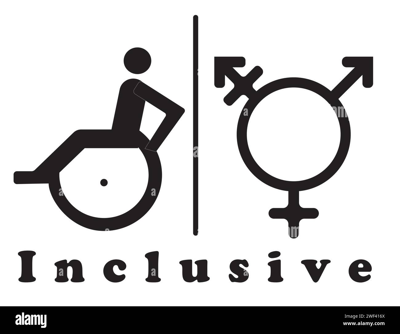 Un signe pour les toilettes, à la fois masculin et féminin comme genre Illustration de Vecteur Un signe pour les toilettes, à la fois masculin et féminin comme genre Illustration de Vecteur