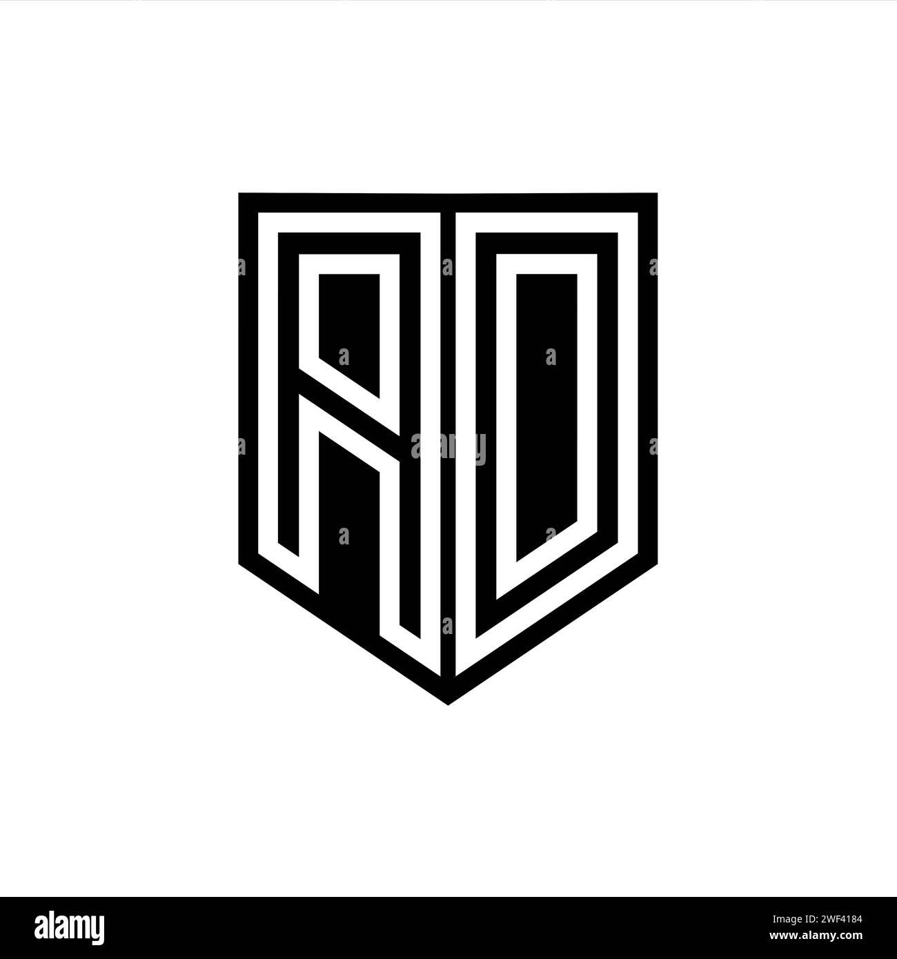 AD Letter logo ligne géométrique de bouclier de monogramme à l'intérieur du modèle de conception de style de bouclier Banque D'Images