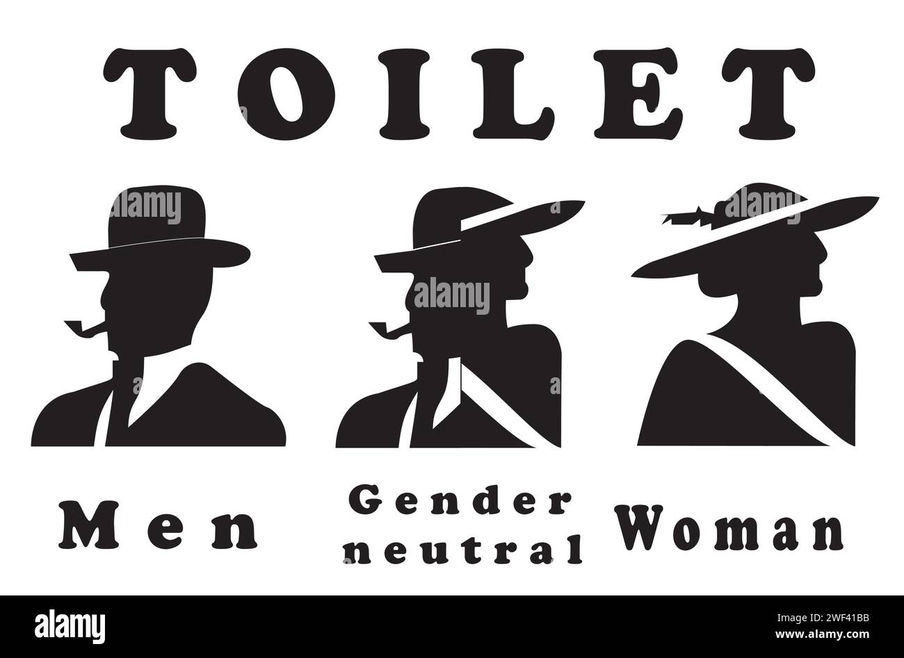 Un signe pour les toilettes, à la fois masculin et féminin comme genre Illustration de Vecteur Un signe pour les toilettes, à la fois masculin et féminin comme genre Illustration de Vecteur
