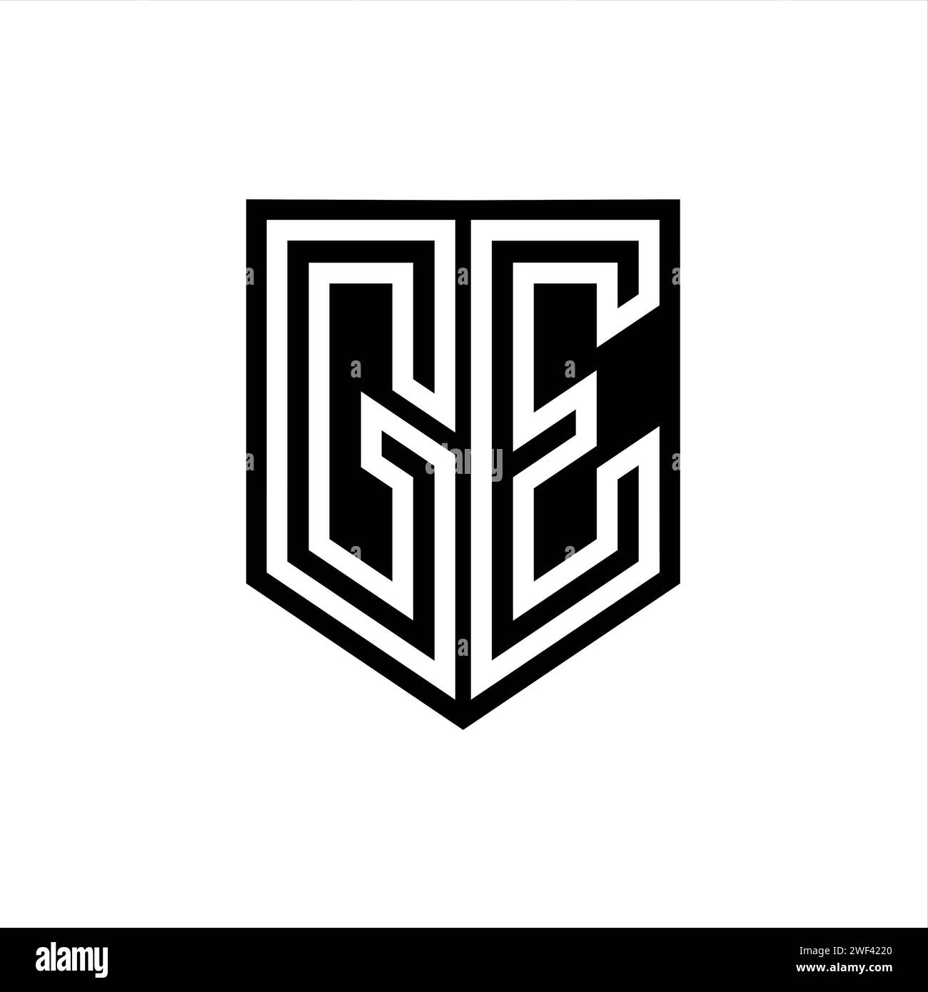 Logo GE lettre monogramme ligne géométrique de bouclier à l'intérieur du modèle de conception de style de bouclier Banque D'Images