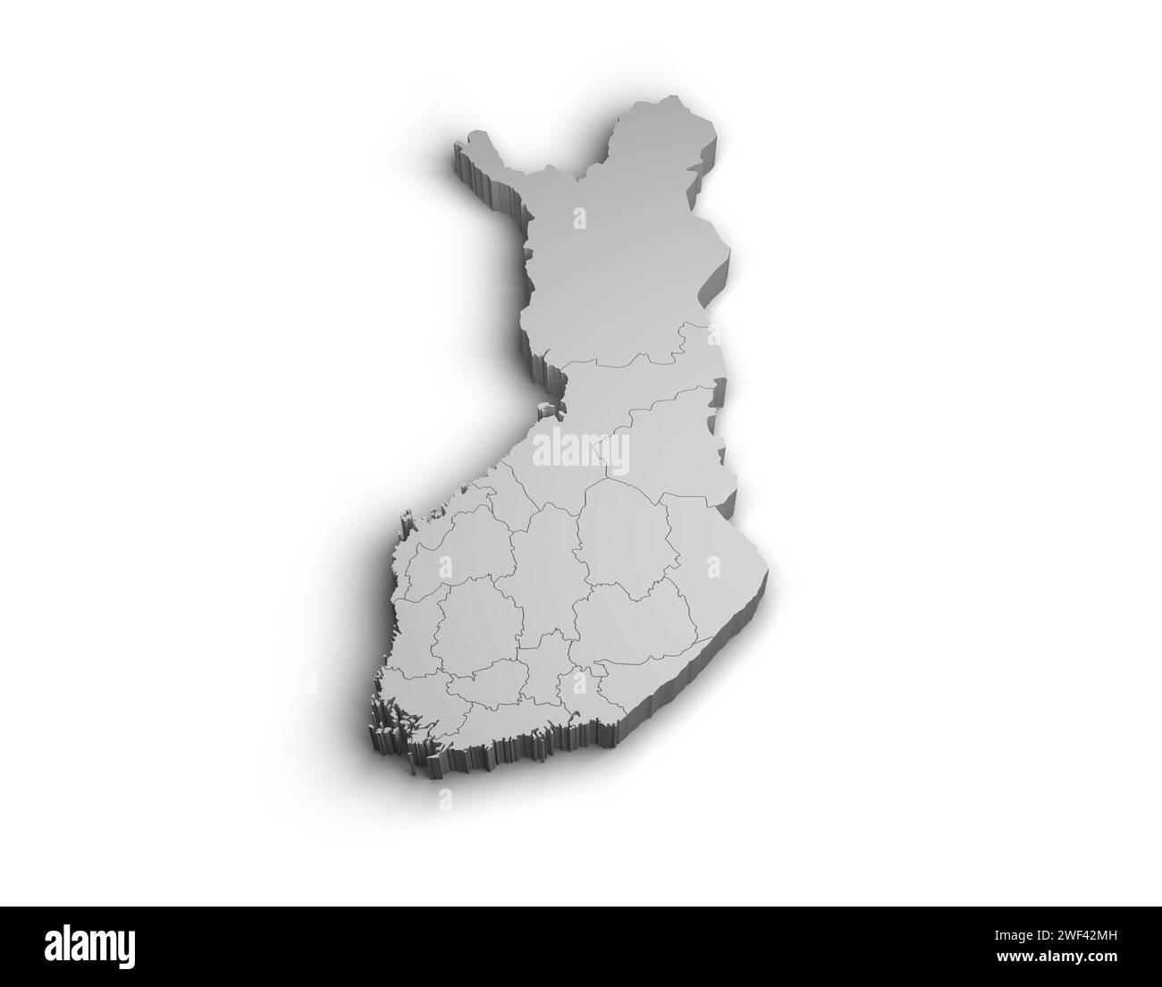 3d illustration de la carte de Finlande isolant de fond blanc Banque D'Images