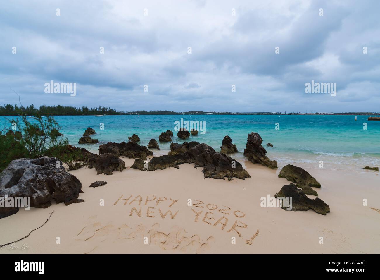 Plongez dans la beauté du paradis côtier des Bermudes, où les rives sablonneuses rencontrent la beauté azur de l'océan dans une évasion tropicale de bonheur en bord de mer. Banque D'Images