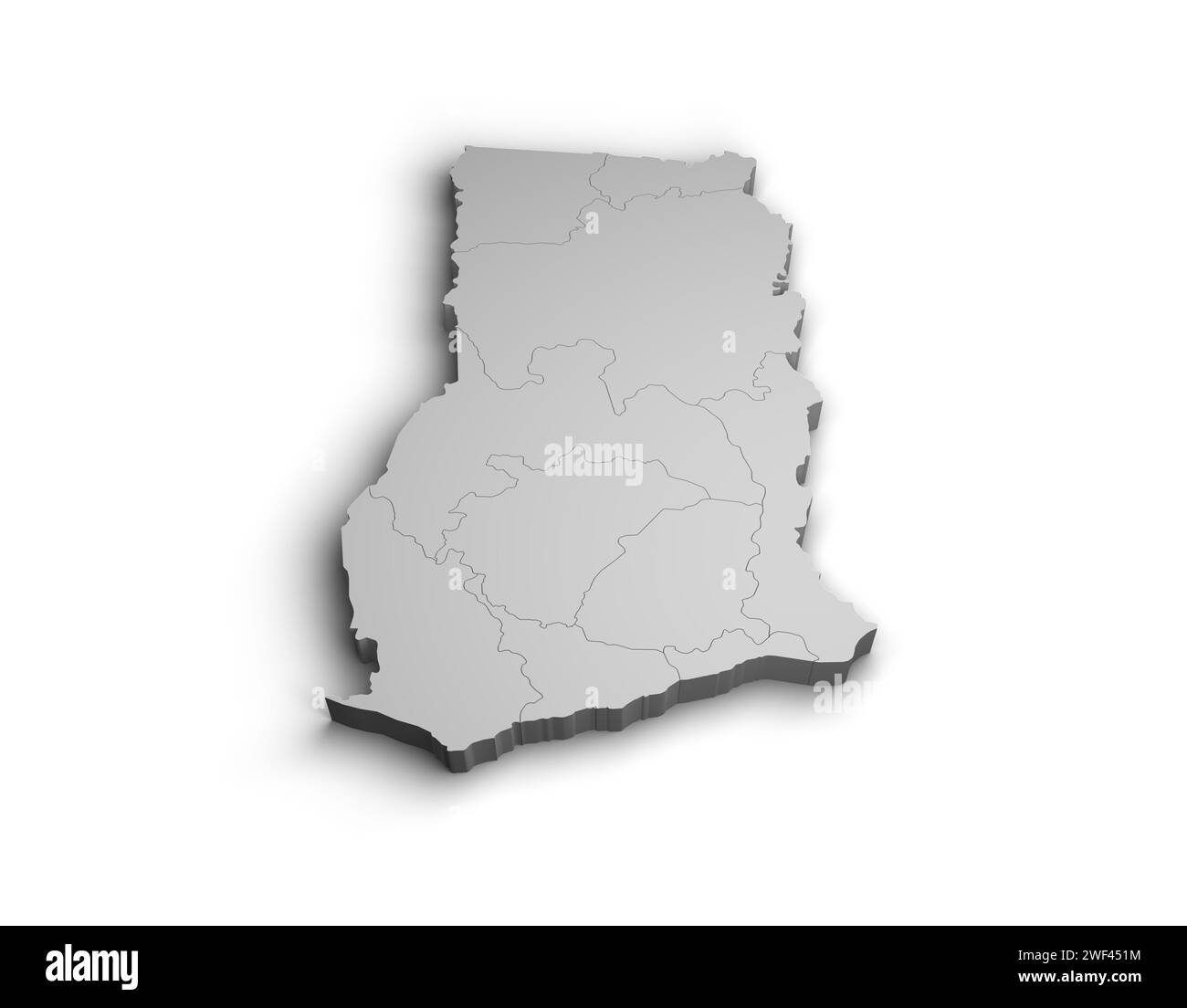 3d Ghana map illustration de fond blanc isolé Banque D'Images