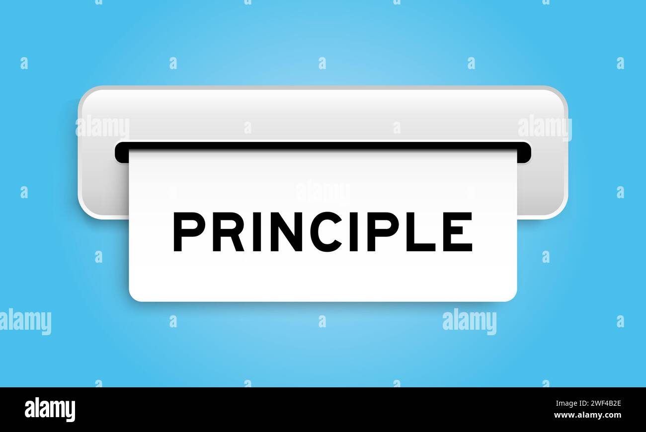 Bannière de coupon blanc avec le principe de mot de la machine sur fond de couleur bleue Illustration de Vecteur