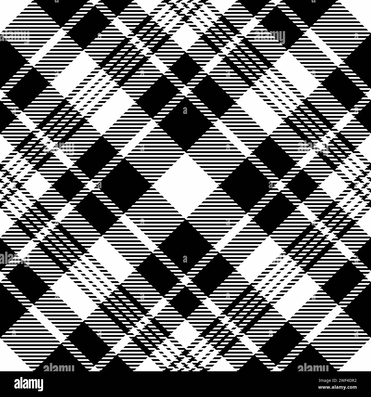 Vérifiez le textile tartan de texture vectorielle de motif avec un fond de tissu à carreaux sans couture en noir et blanc. Illustration de Vecteur