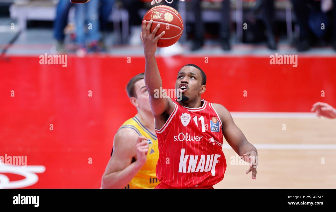 28.01.2024, Wuerzburg baskets vs ALBA Berlin, easyCredit BBL, 18. Spieltag, Deutschland, Wuerzburg, tectake-Arena, im Bild : Isaiah Washington (Wuerzburg baskets, 11) Banque D'Images