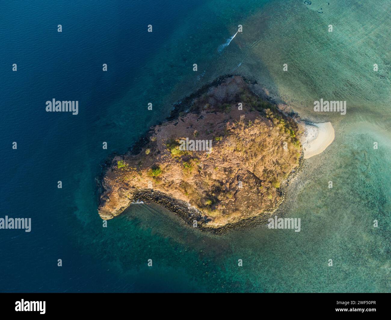 Vue aérienne d'une petite île tropicale Banque D'Images