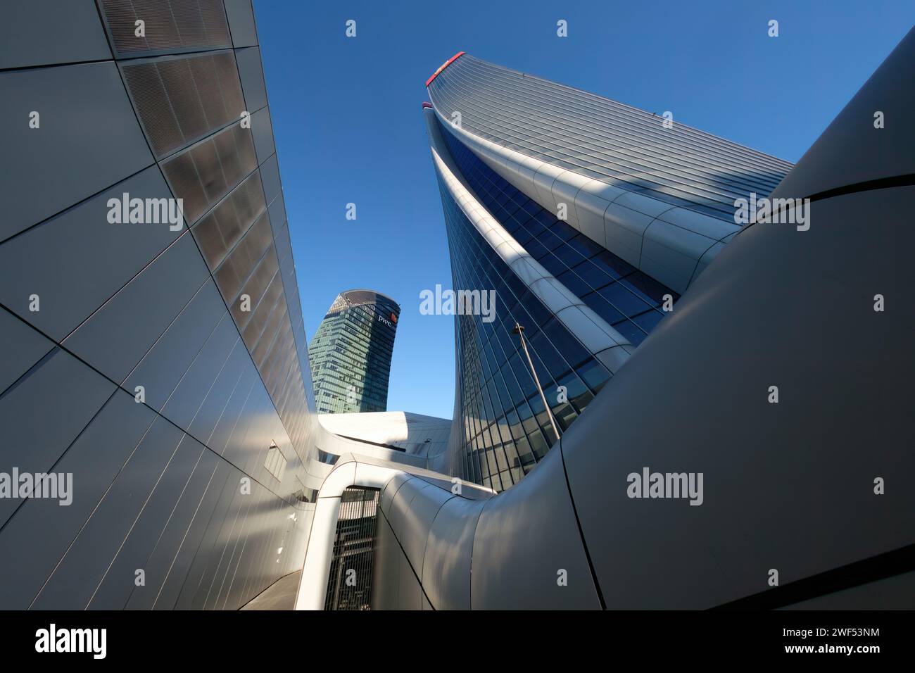 CityLife, parc moderne de Milan, Lombardie, Italie, avec les trois tours Banque D'Images