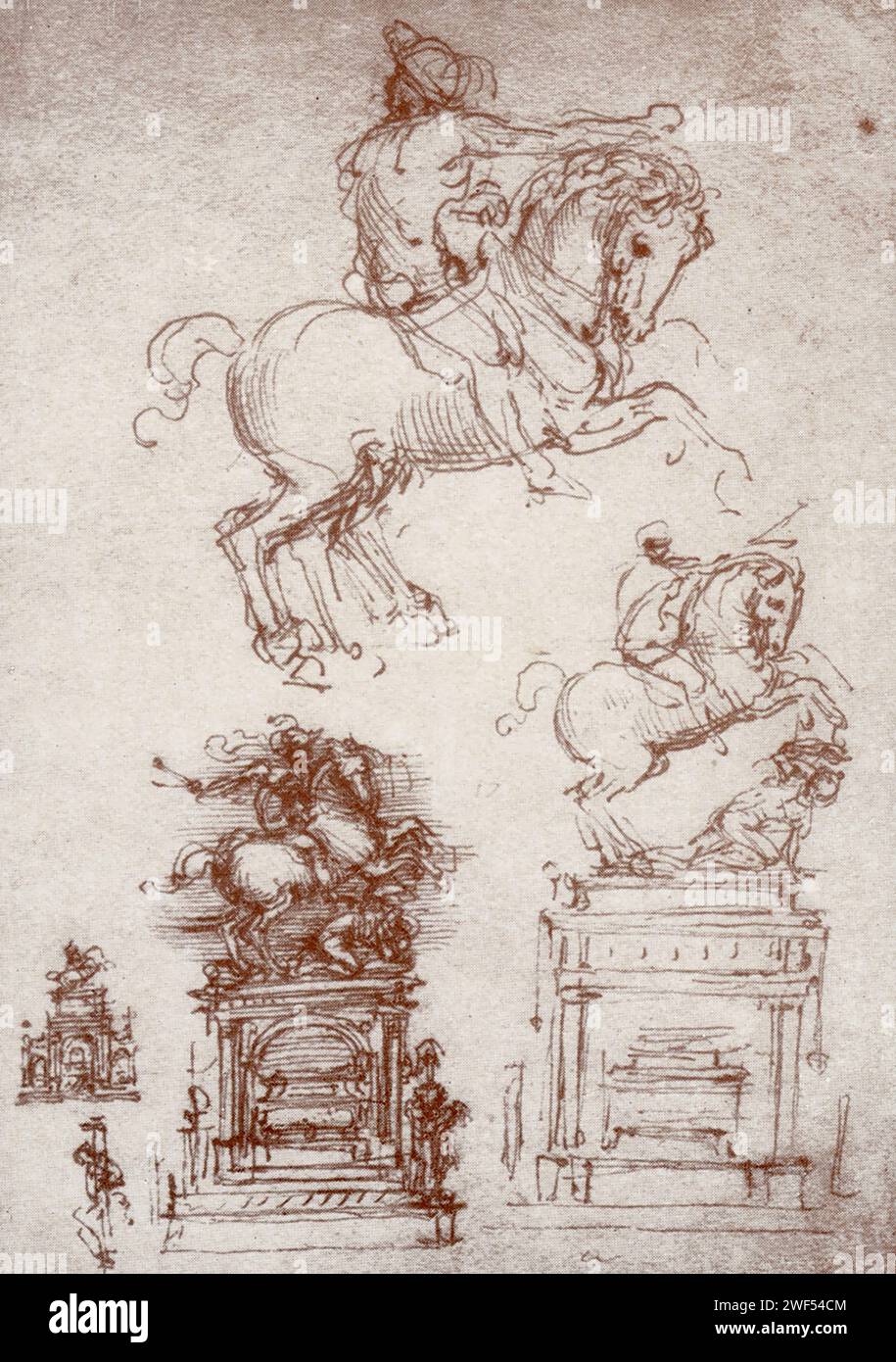 Ces dessins la main de l onard de vinci montrent des brouillons pour