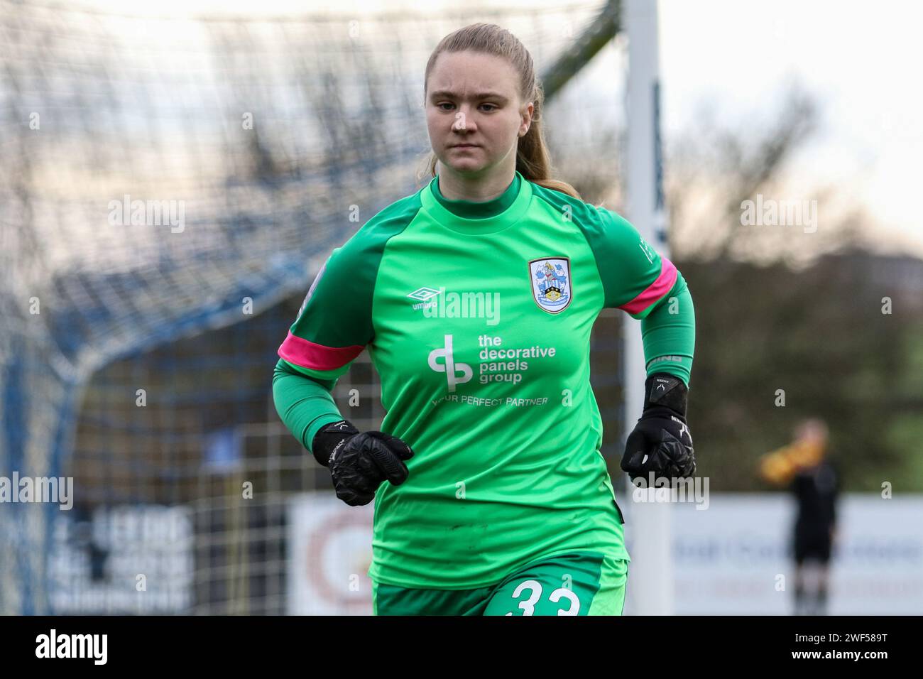 Liversedge, Royaume-Uni. 28 janvier 2024. Clayborn Ground, Liversedge, Angleterre, 28 janvier 2024 : la gardienne de but Faye Hazelton (33 Huddersfield) lors du match de la coupe de la Ligue nationale féminine de FA contre le Halifax FC à Liversedge, Angleterre le 28 janvier 2024. (Sean Chandler/SPP) crédit : SPP Sport Press photo. /Alamy Live News Banque D'Images