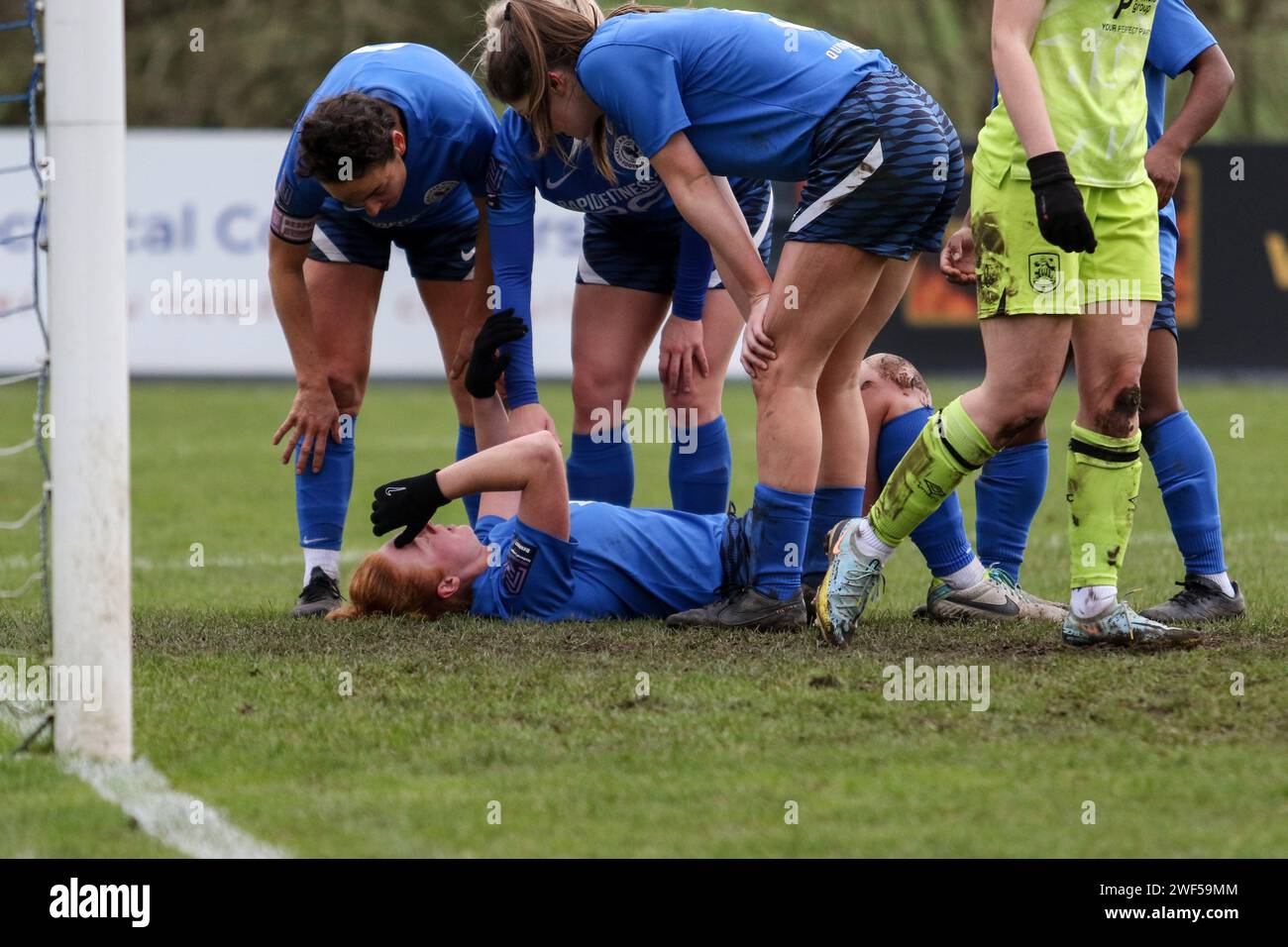 Liversedge, Royaume-Uni. 28 janvier 2024. Clayborn Ground, Liversedge, Angleterre, 28 janvier 2024 : Lucy Sowerby (14 Halifax) après avoir marqué lors du match de la coupe de la Ligue nationale féminine de FA contre Huddersfield Town à Liversedge, Angleterre le 28 janvier 2024. (Sean Chandler/SPP) crédit : SPP Sport Press photo. /Alamy Live News Banque D'Images