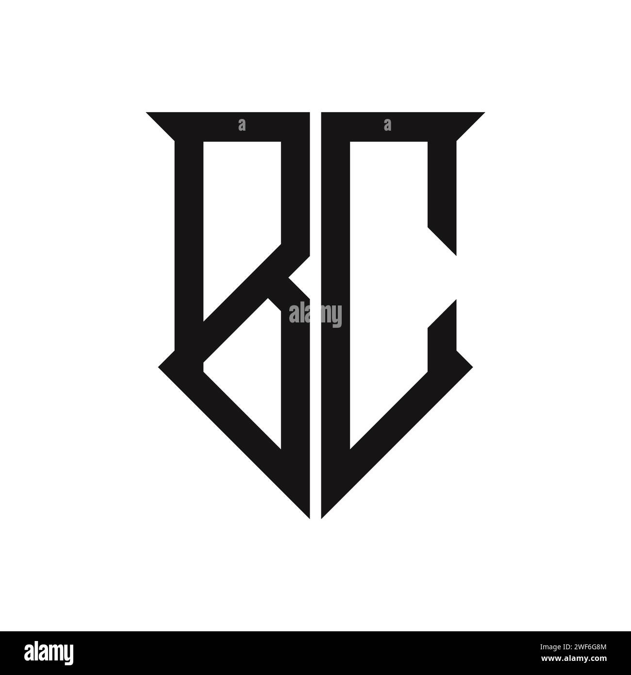 Un logo monogramme de lettres noires B et C dans le style gothique sur fond blanc Illustration de Vecteur