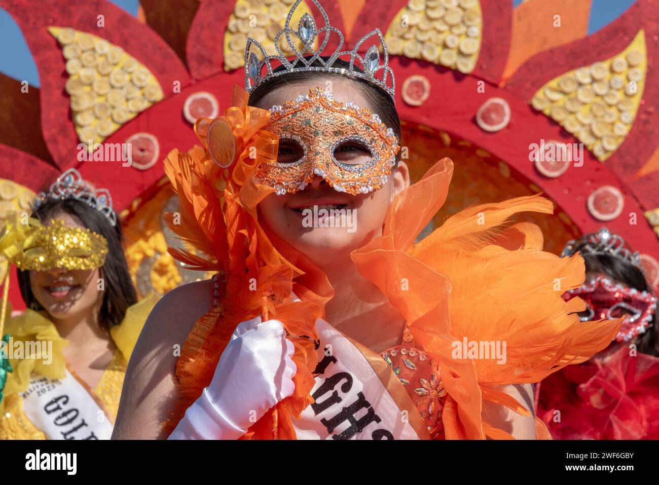 92nd Annual Texas Citrus Fiesta’s Parade of oranges, Mission, Texas, USA. Banque D'Images