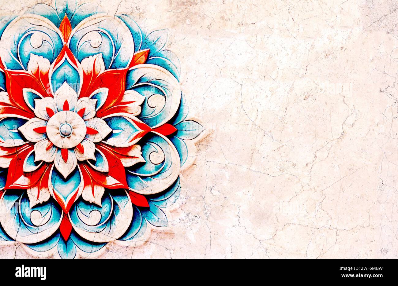 Détail de mur traditionnel persan mosaïque avec ornement géométrique et floral, Iran. Arrière-plan horizontal ou vertical avec carreaux de céramique. Maquette Banque D'Images