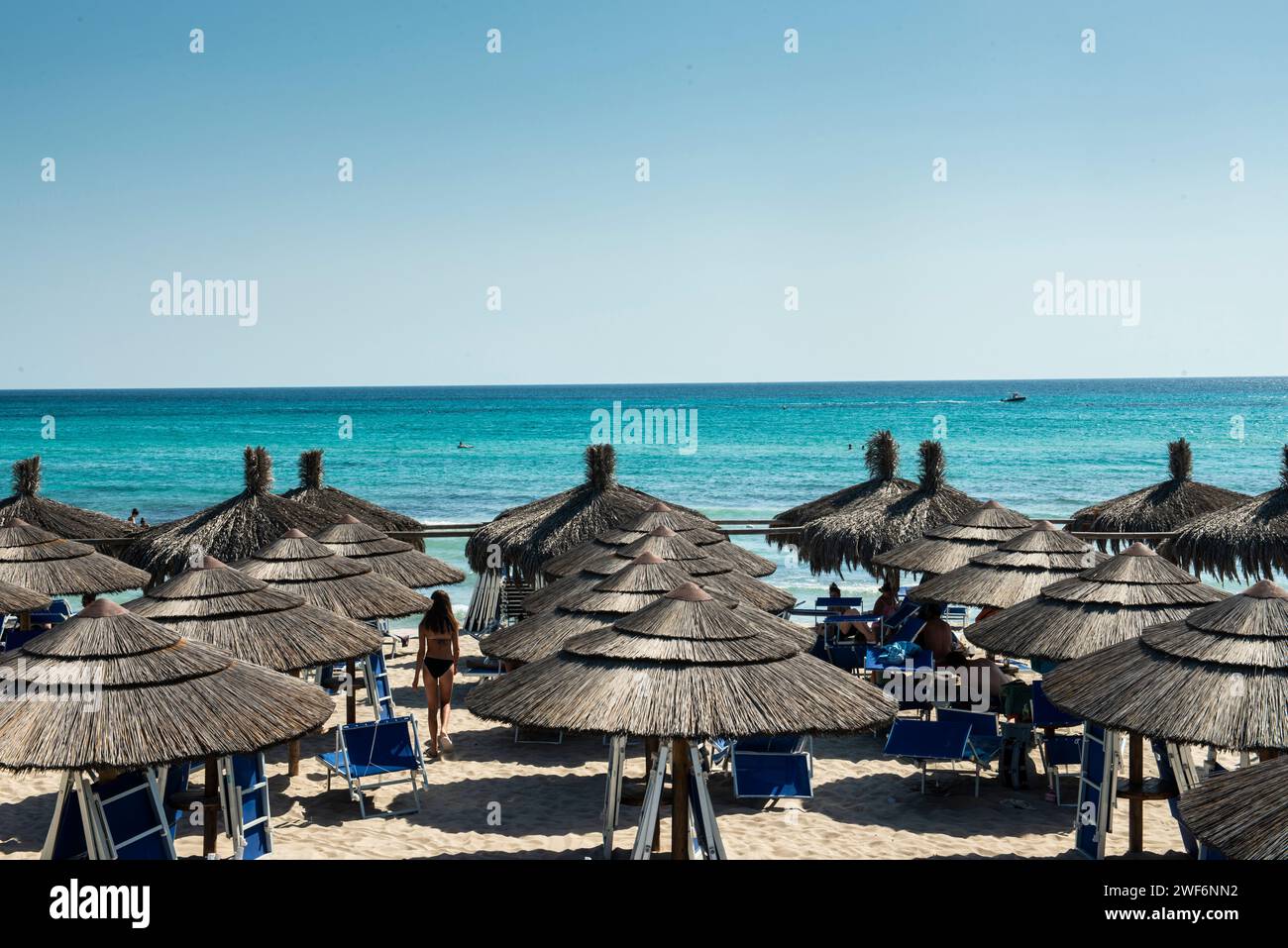 Plage de Torre San Giovanni, Salento, Pouilles, Italie Banque D'Images
