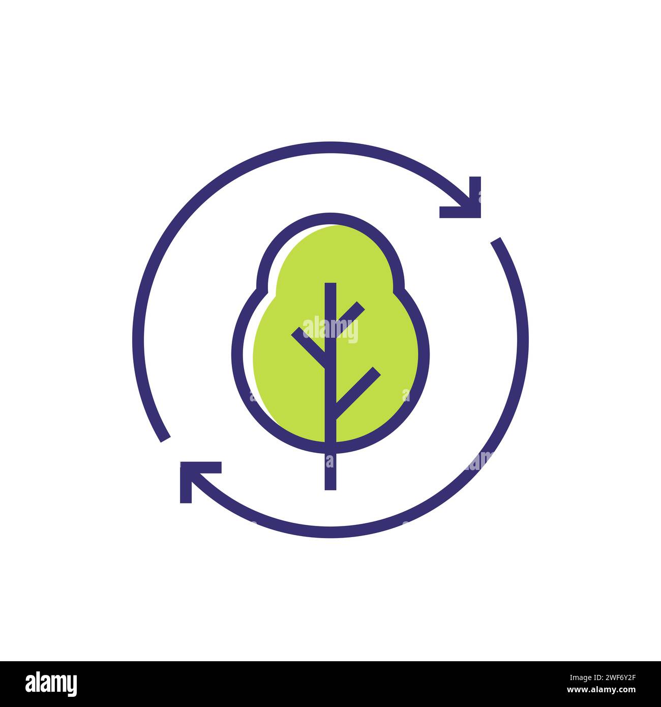 icône de vecteur de reboisement avec un arbre Illustration de Vecteur