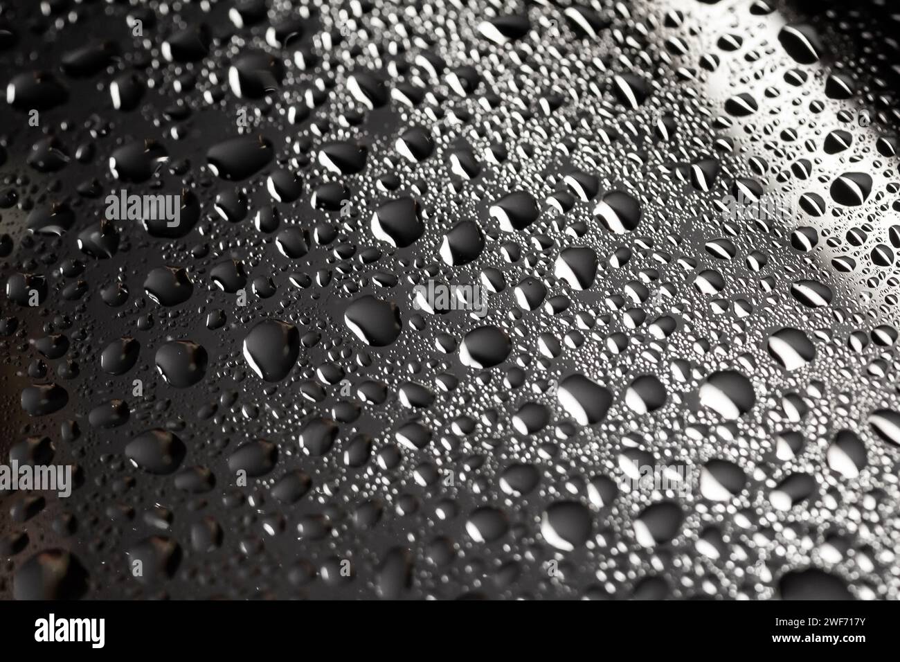 Gouttes d'eau sur un fond de couleur. Focus sélectif. Gris. Banque D'Images