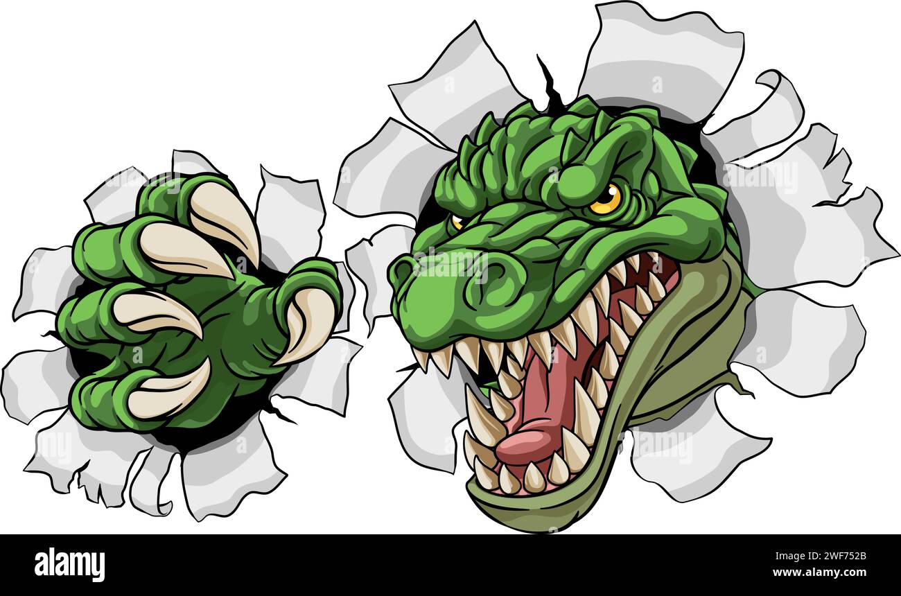 Dinosaure Crocodile Alligator Lizard Mascot Sports Mascot Illustration de Vecteur