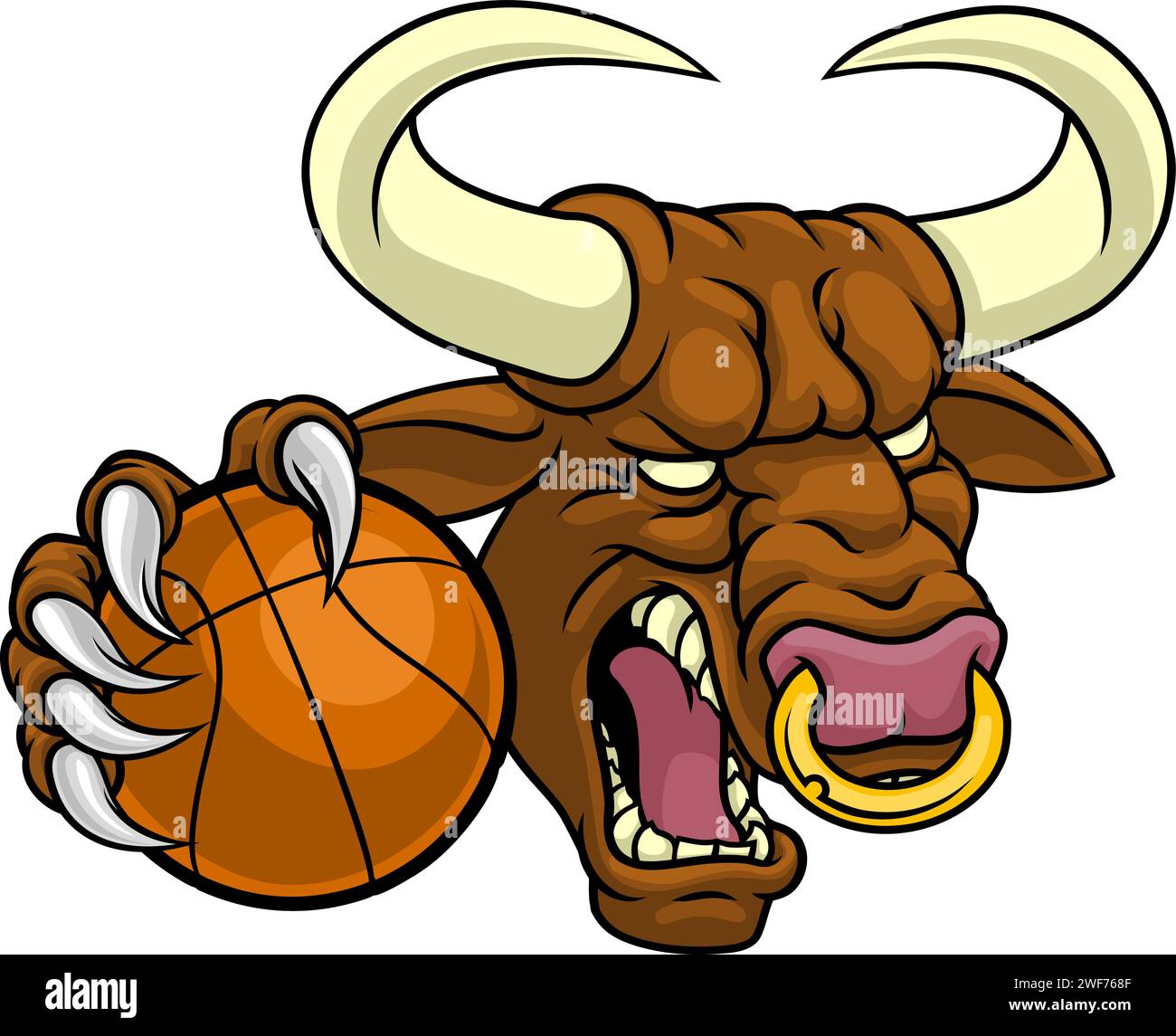 La mascotte de basket-ball Bull Minotaur Longhorn Cow Illustration de Vecteur