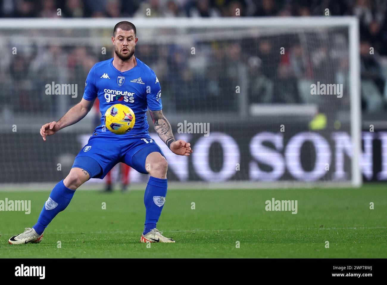 Alberto Cerri d'Empoli FC en action lors du match de Serie A entre Juventus FC et Empoli FC au stade Allianz le 27 janvier 2024 à Turin, Italie . Banque D'Images