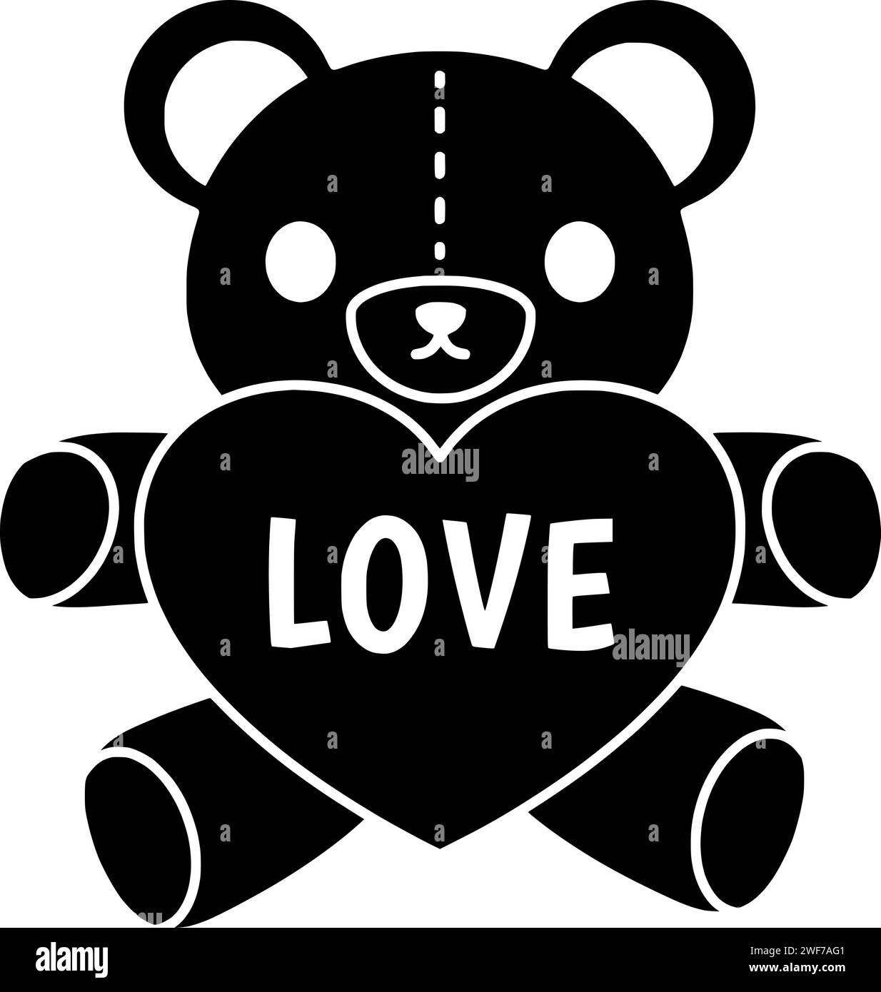 coeur illustration ours silhouette amour logo teddy icône jouet contour animal valentine joyeuse carte bébé amusant cadeau voeux jour forme vacances douce romance Illustration de Vecteur