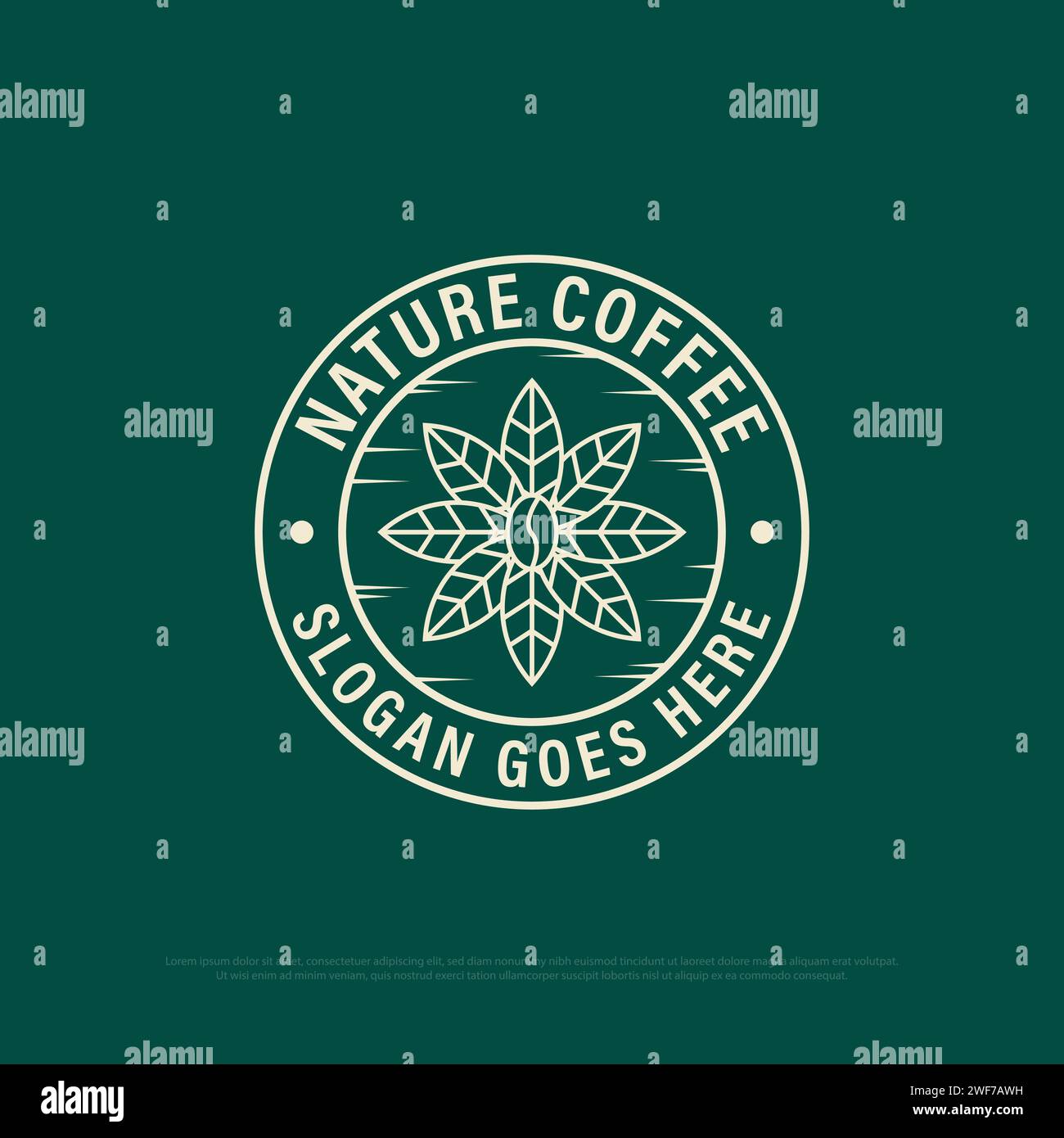 Badge de logo de café de nature vintage, illustration vectorielle de nourriture et de boissons avec conception de style art de ligne Illustration de Vecteur