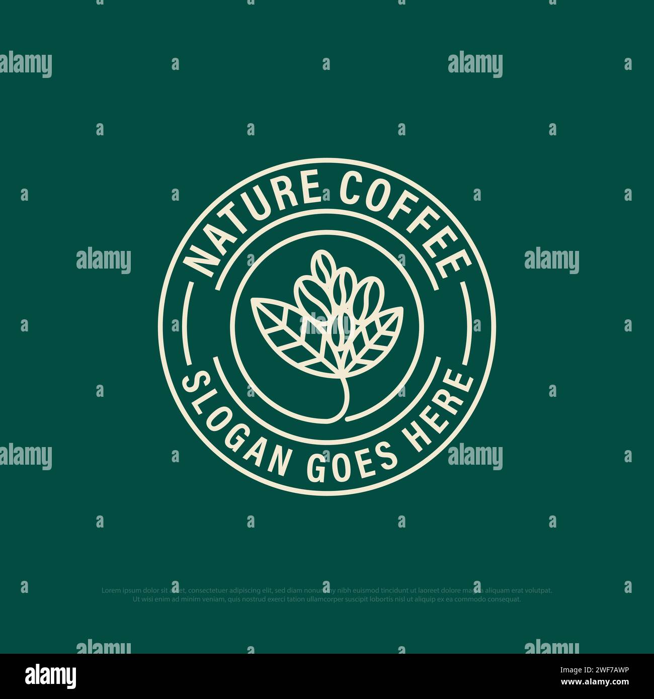 badge de logo de café de nature, illustration vectorielle de nourriture et de boissons avec conception de style art de ligne Illustration de Vecteur