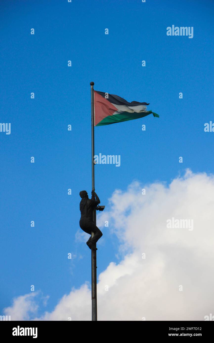 Drapeau palestinien à Ramallah, Cisjordanie Banque D'Images