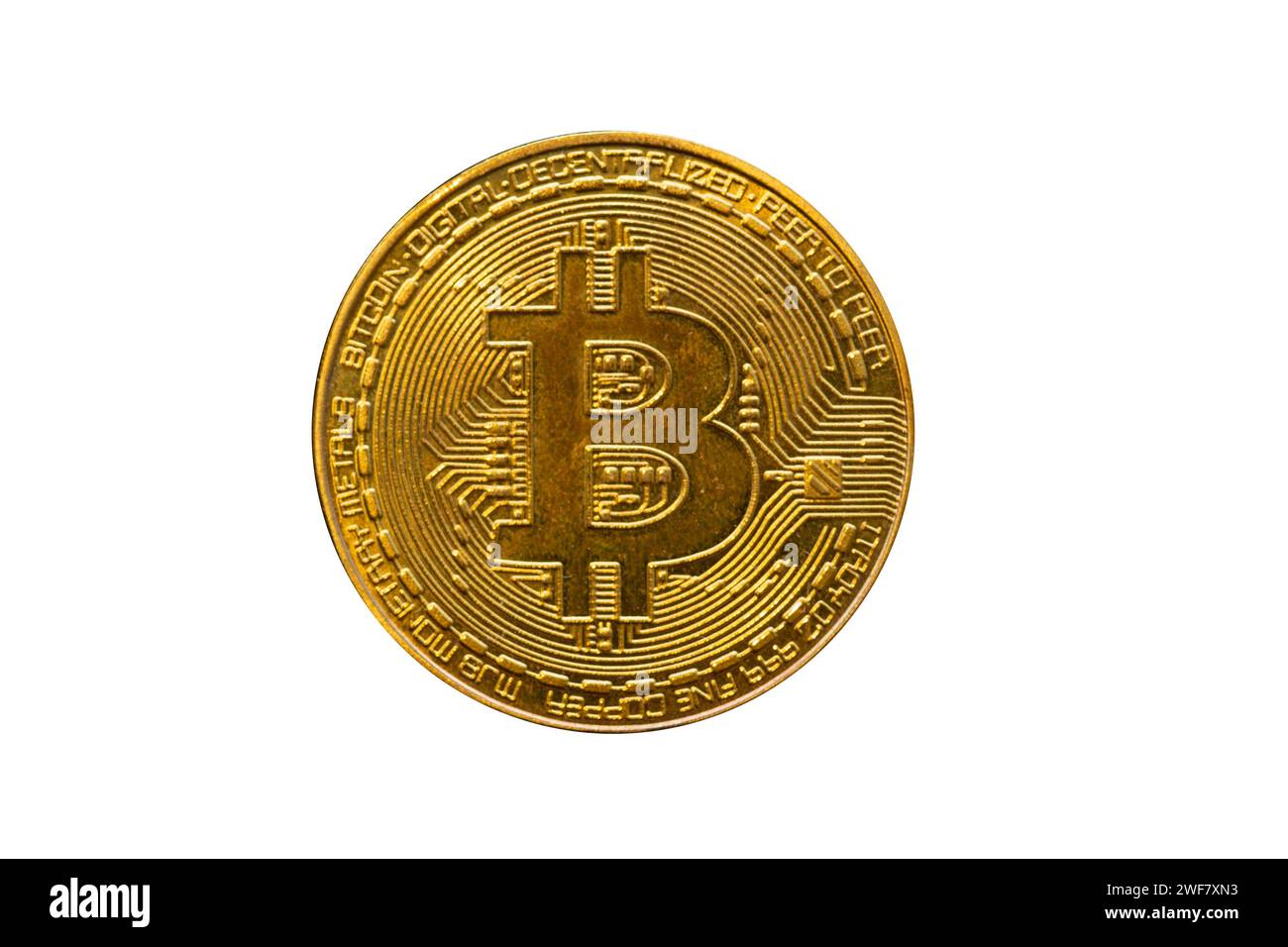 Symbolischer Bitcoin vor weißem hintergrund *** Bitcoin symbolique sur fond blanc Copyright : xx Banque D'Images