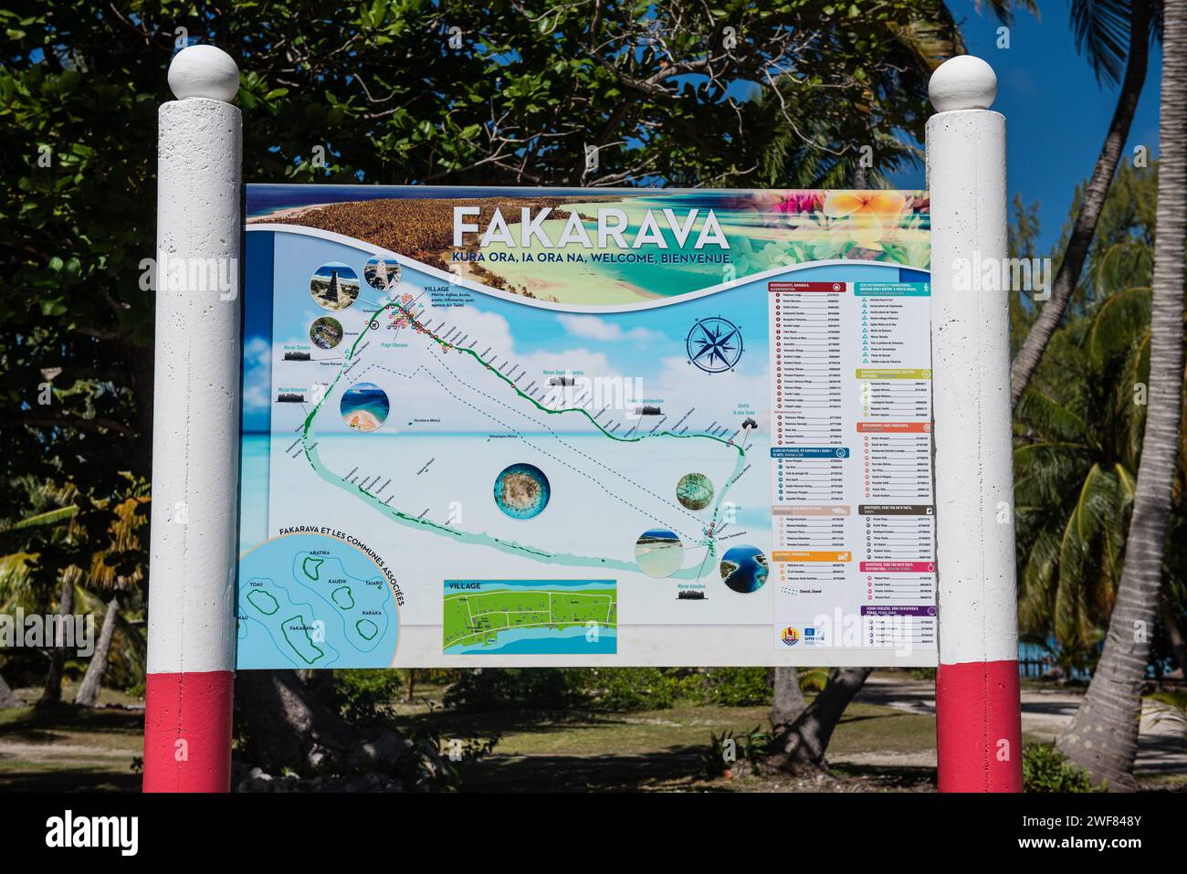Carte de l'atoll de Fakarava en Polynésie française Banque D'Images