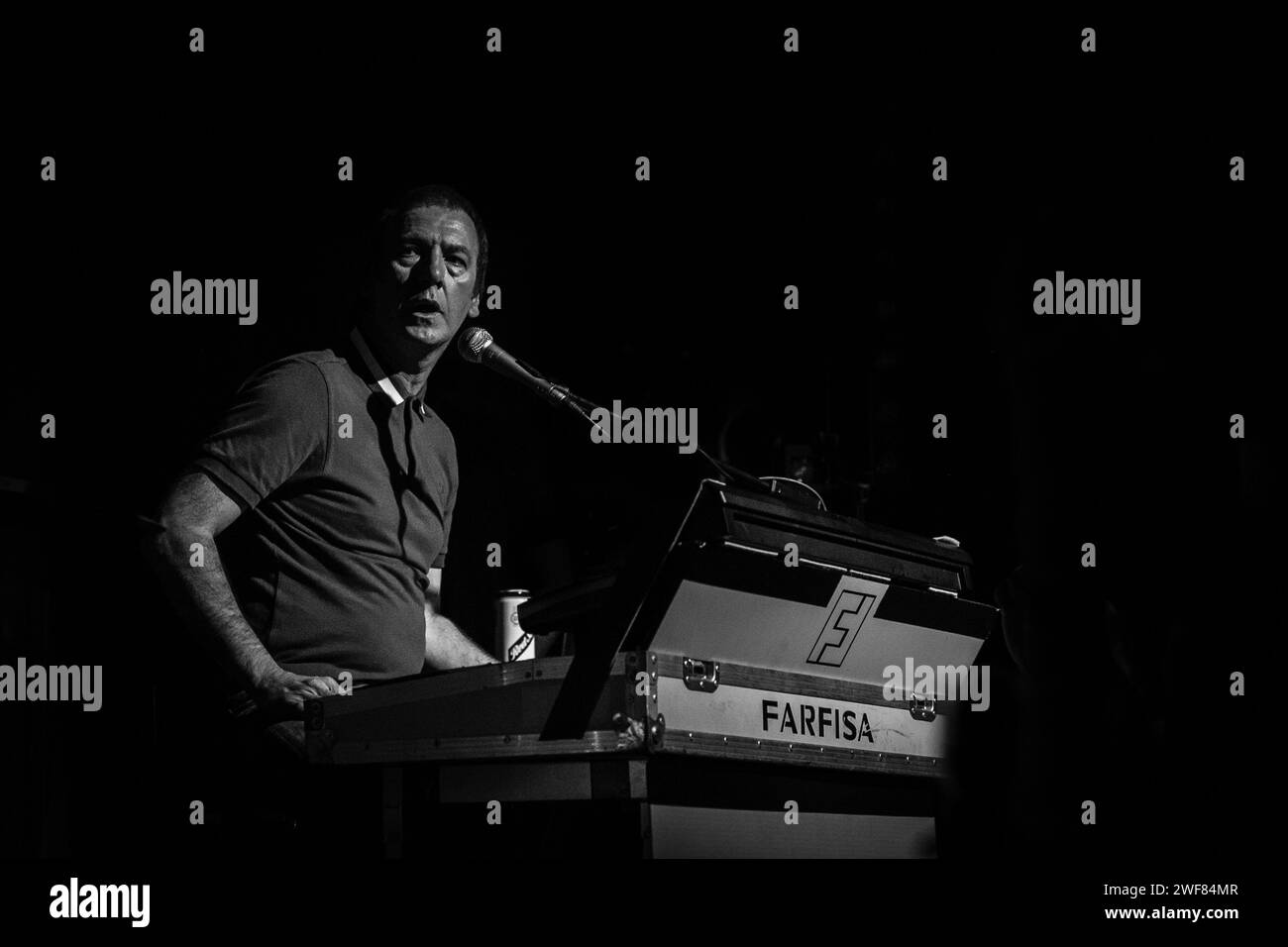 Clint Boon sur ses claviers à la réunion Inspiral Carpets de Manchester comeback au Band on the Wall le 7 juin 2014 Banque D'Images