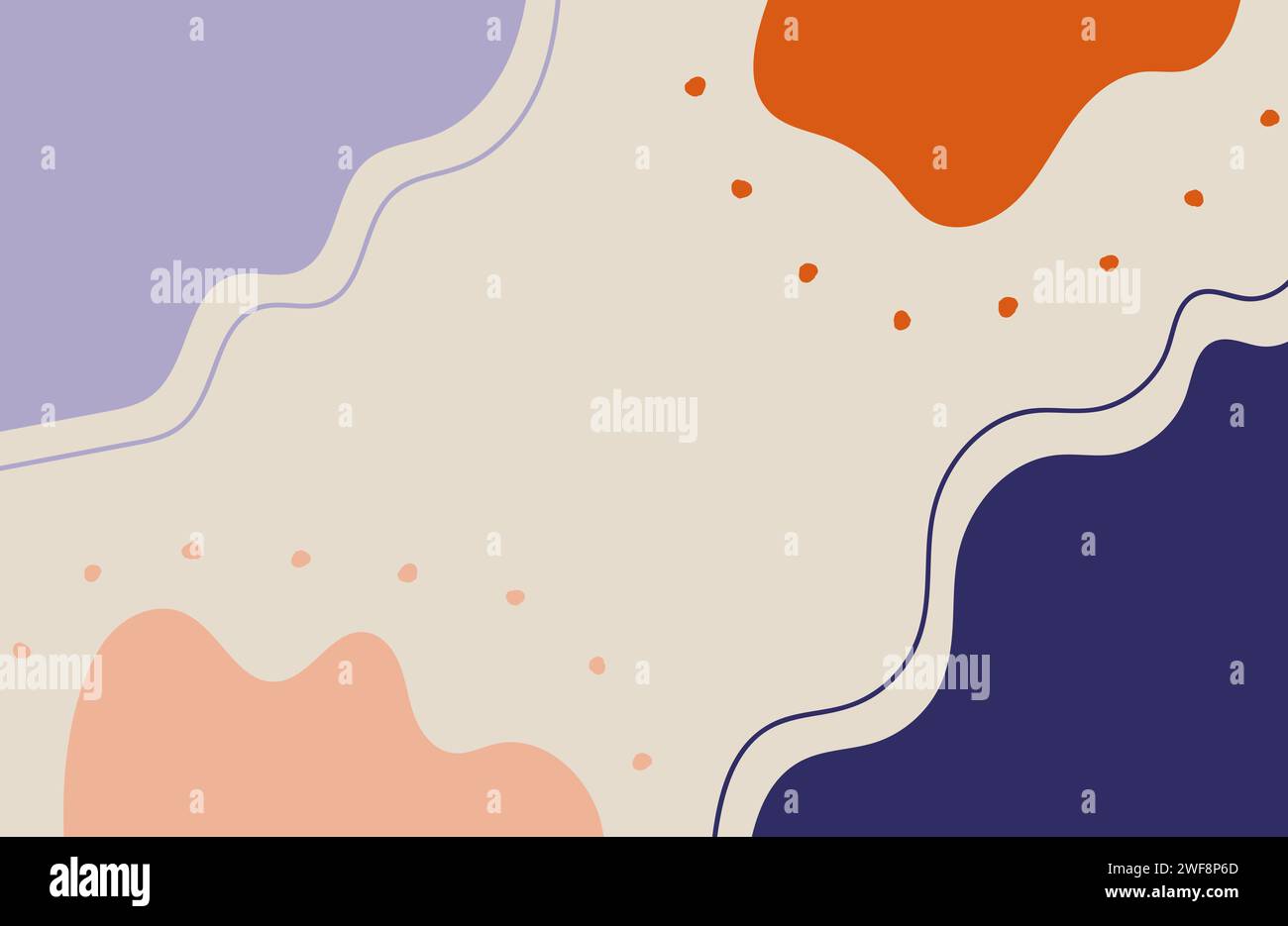 Fond esthétique dessiné à la main. Toile de fond abstraite tendance avec des formes organiques liquides, des griffonnages et des lignes. Design d'art contemporain Illustration de Vecteur