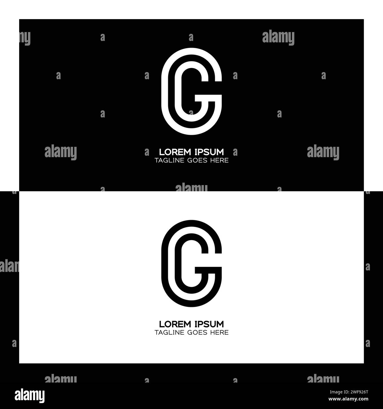 Logo de la lettre initiale GG. Monogramme de motif alphabet G et G. Illustration de Vecteur