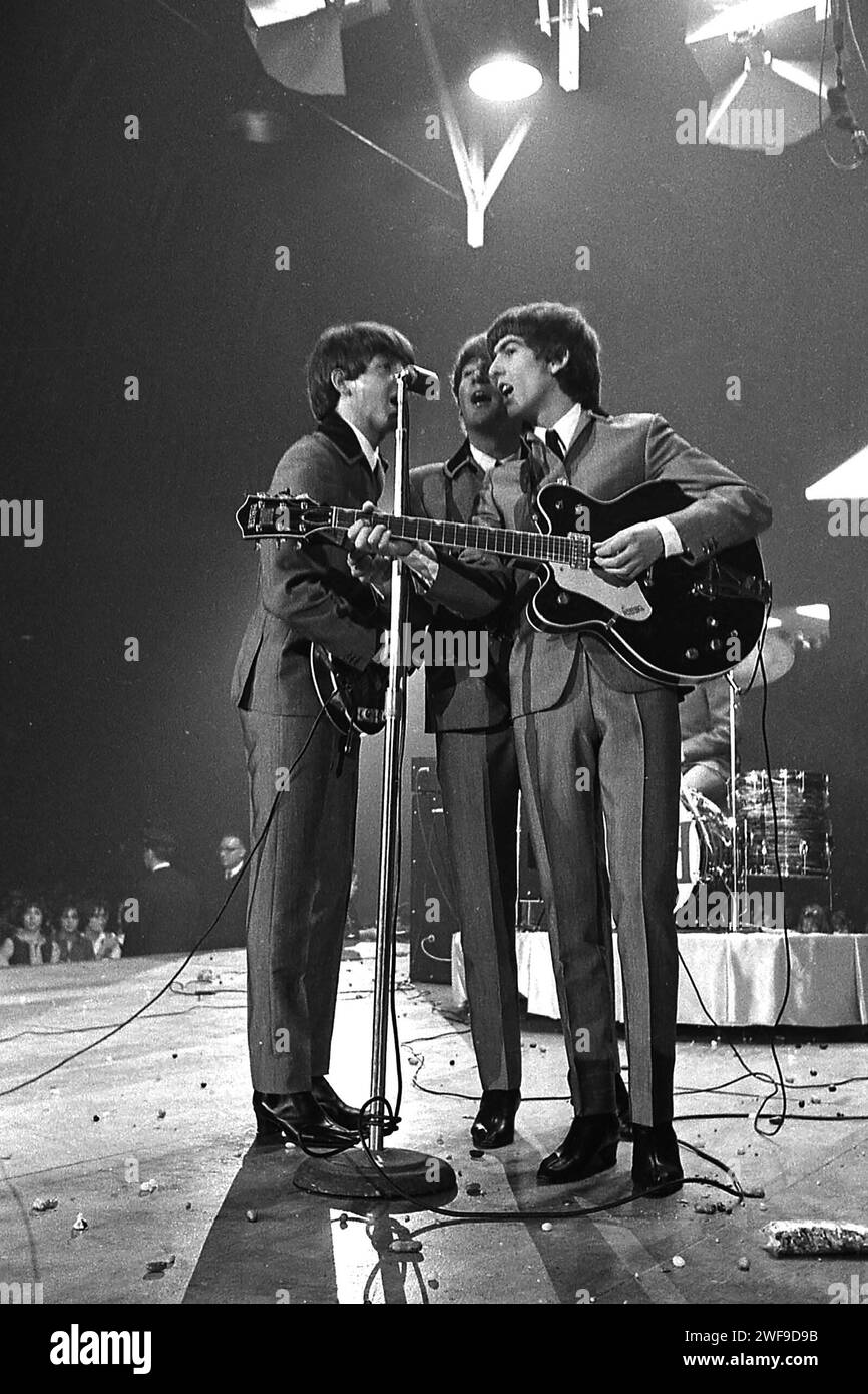 Les Beatles donnent leur premier concert aux États-Unis le 11 1964 février à Washington DC photo de Dennis Brack Banque D'Images