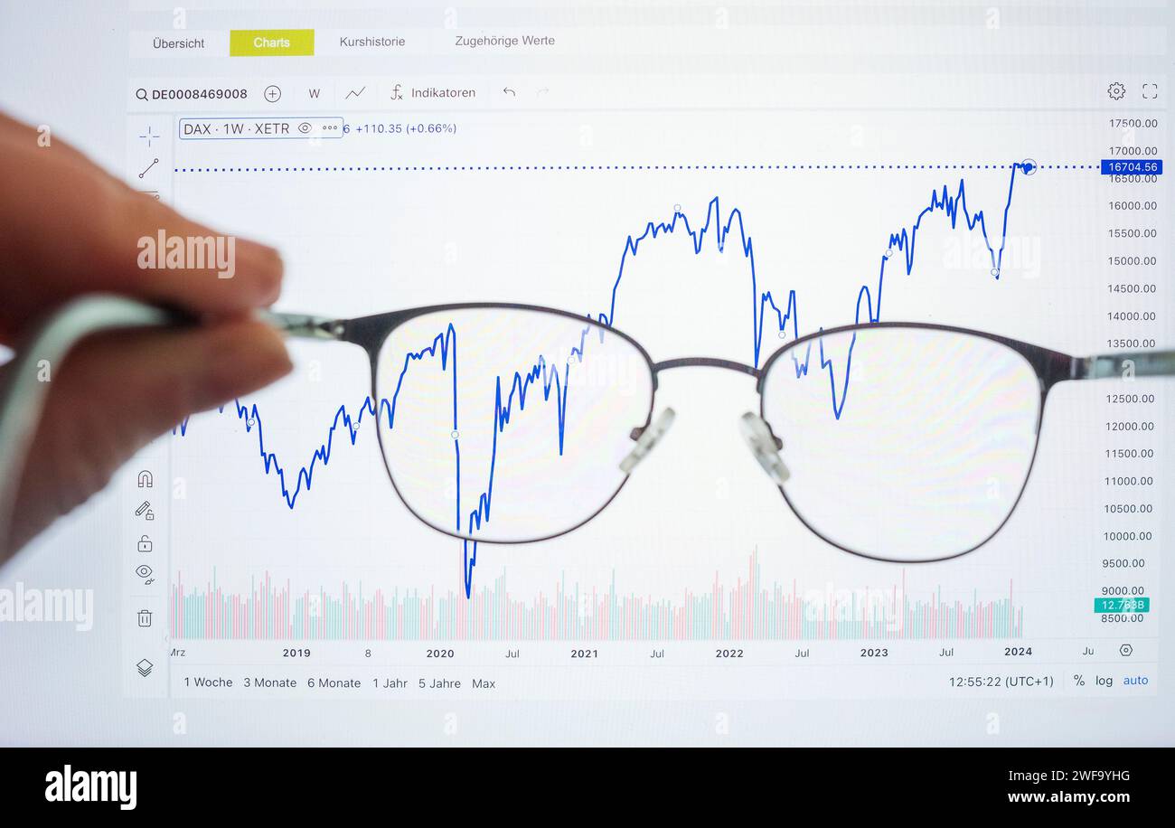 Tableau DAX avec lunettes Banque D'Images