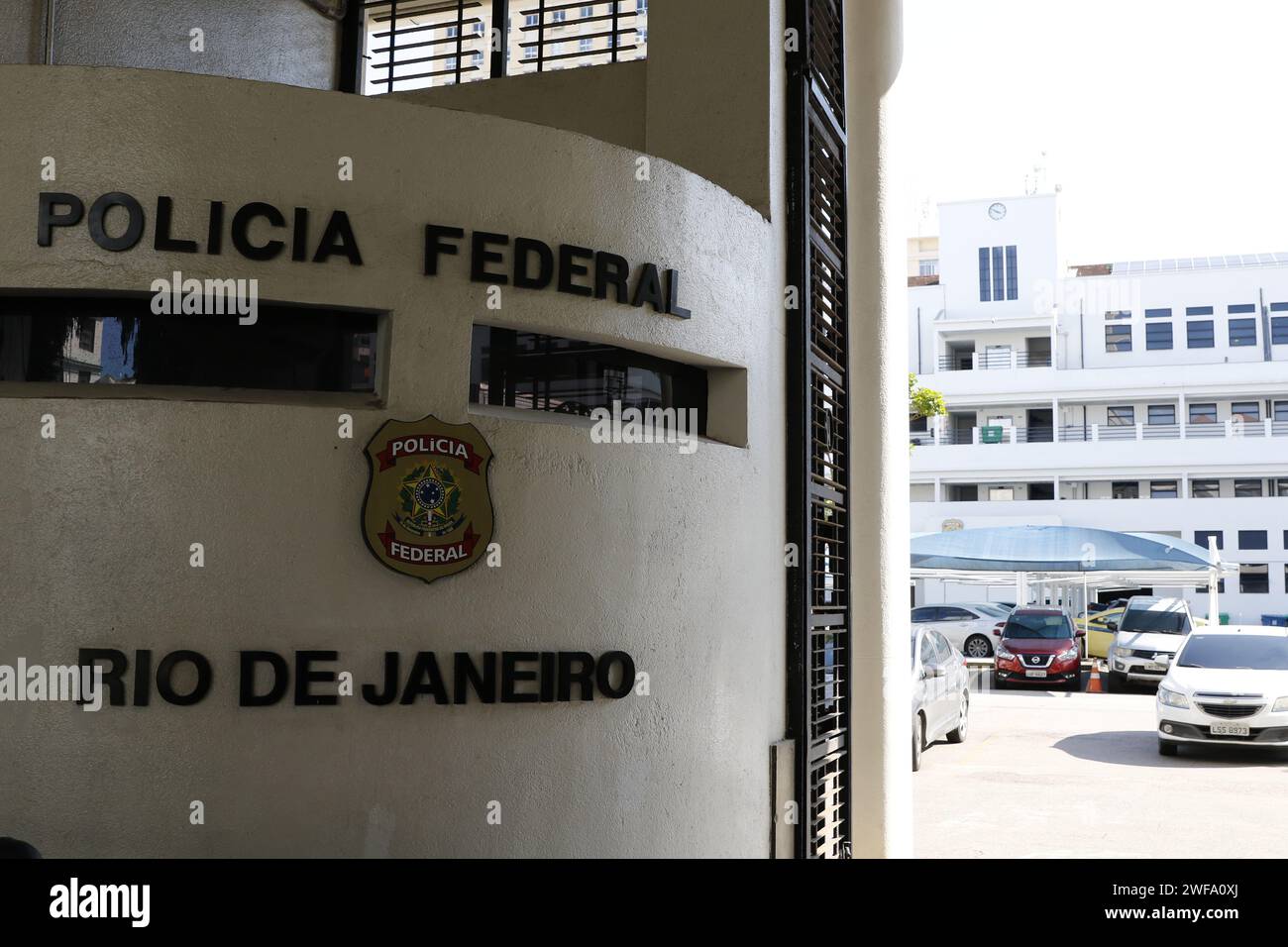 Bâtiment principal du siège de la police fédérale du Brésil. Organisme fédéral brésilien d'application de la loi - Rio de Janeiro, Brésil 01.29.2024 Banque D'Images