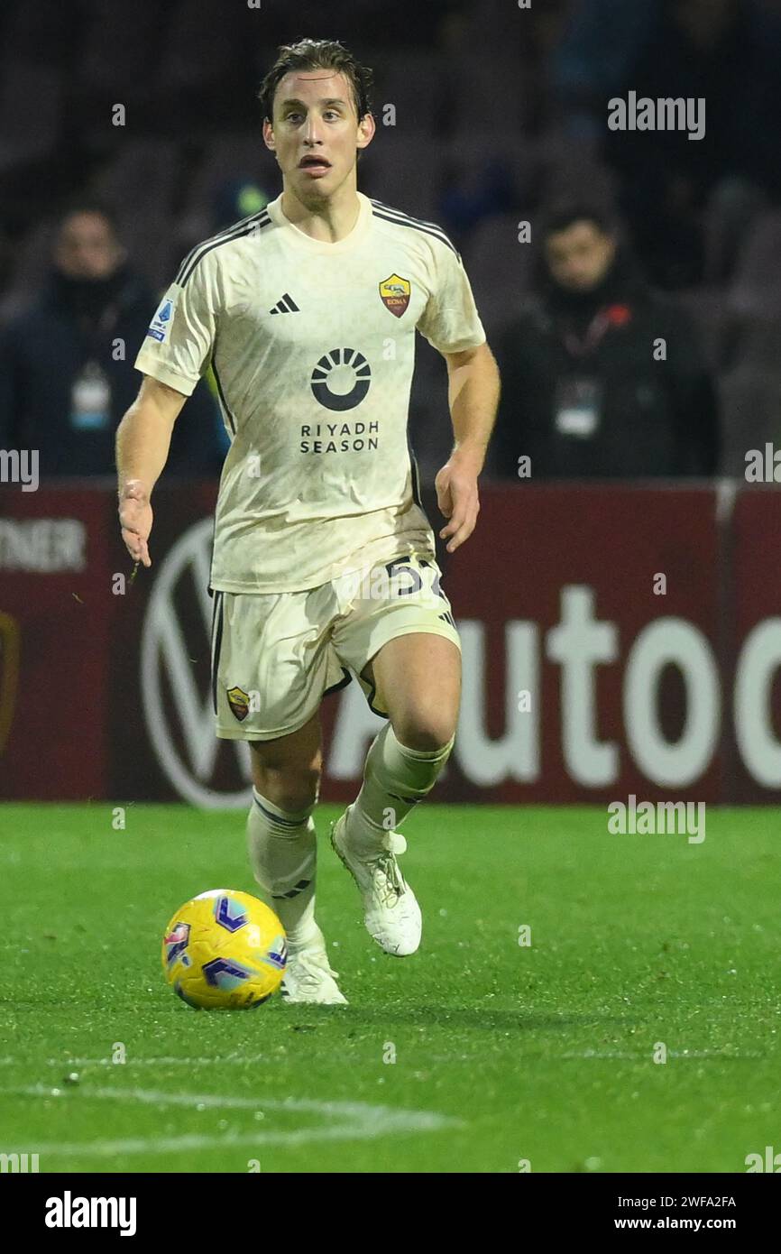 Salerne, Italie, 29 janvier 2024 Nicola Zalewski de L'AS Roma pendant la Serie A Macth entre l'US Salernitana 1919 et L'AS Roma crédit : Agostino Gemito/ Alamy Live News Banque D'Images