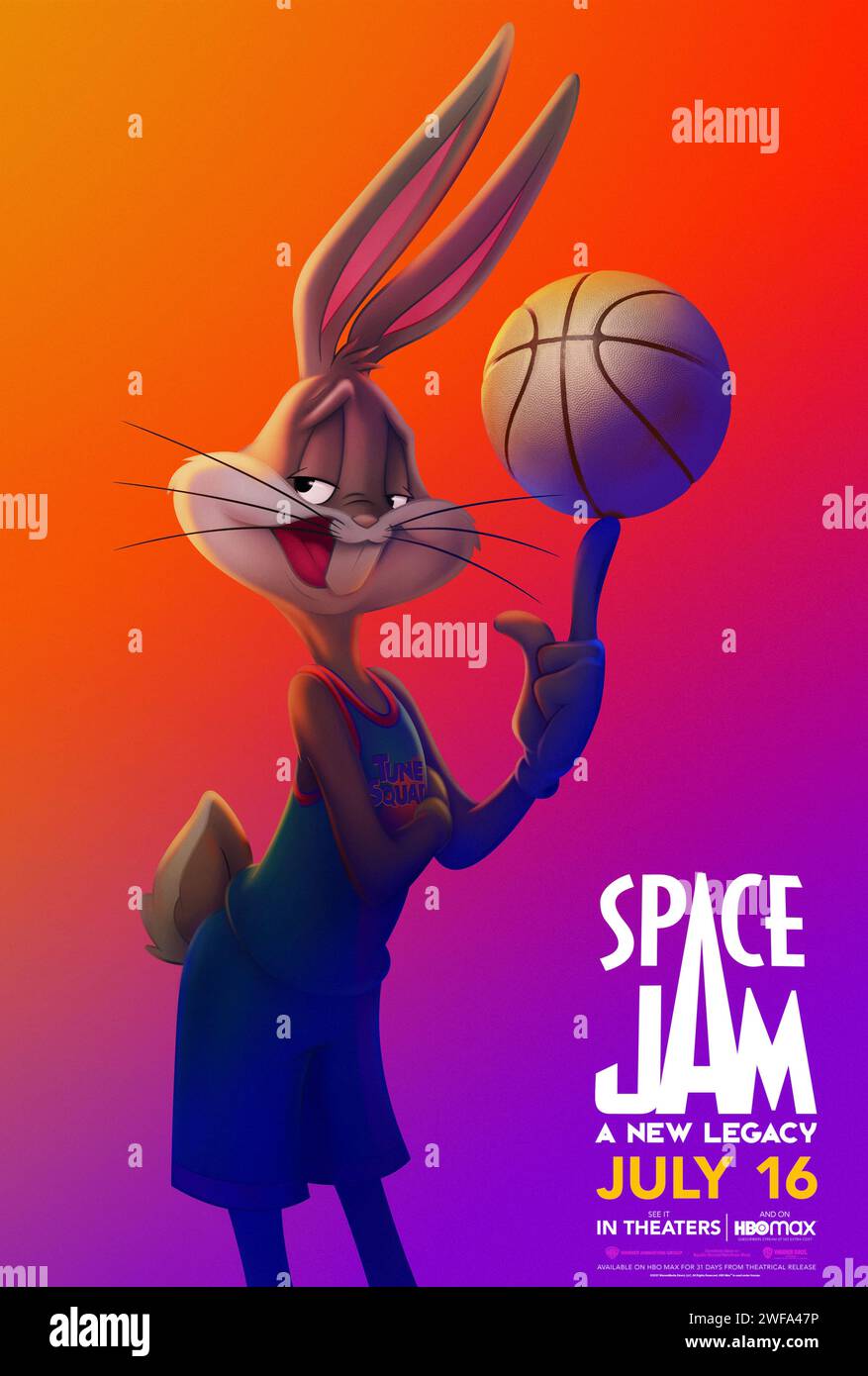 Space Jam : a New Legacy (2021) réalisé par Malcolm D. Lee et mettant en vedette Jeff Bergmanon dans le rôle de Bugs Bunny. La superstar de la NBA LeBron James fait équipe avec Bugs Bunny et le reste des Looney Tunes pour cette suite tant attendue. Affiche US Character ***USAGE ÉDITORIAL SEULEMENT***. Crédit : BFA / Warner Bros Banque D'Images