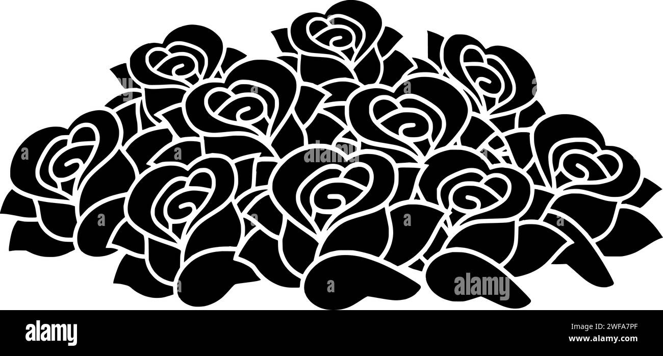 illustration florale rose silhouette nature logo fleur icône fleur contour laisser la feuille flore décor jardin botanique fleur ditsy forme romantique bouquet rose fleur Illustration de Vecteur