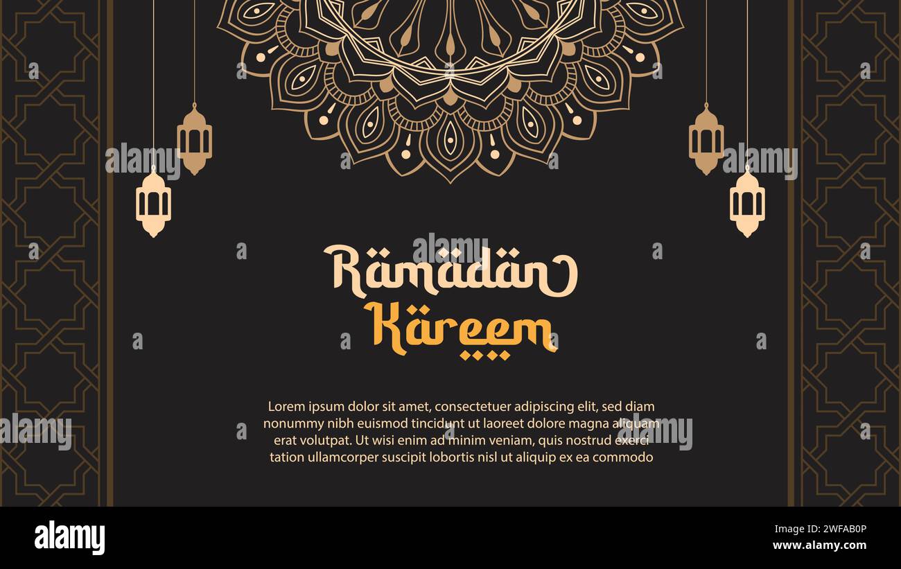 Conception de carte de voeux pour Ramadan Kareem, fond islamique avec mandala Illustration de Vecteur