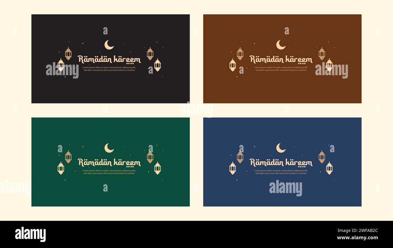 Modèle de carte de voeux Ramadan. vector design set dans un style de design plat simple et minimaliste Illustration de Vecteur