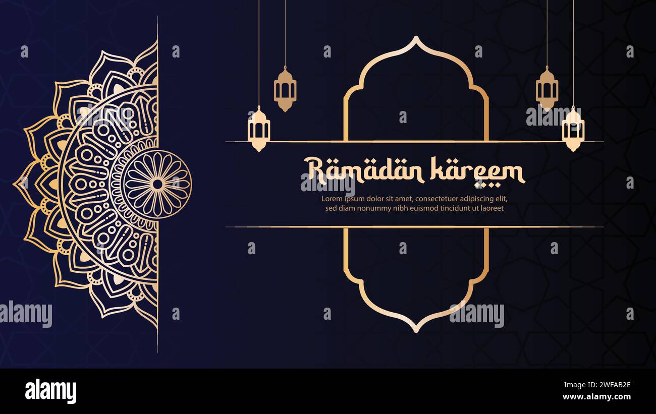 Fond de carte de voeux Ramadan Kareem. Belle carte d'invitation avec mandala floral Illustration de Vecteur