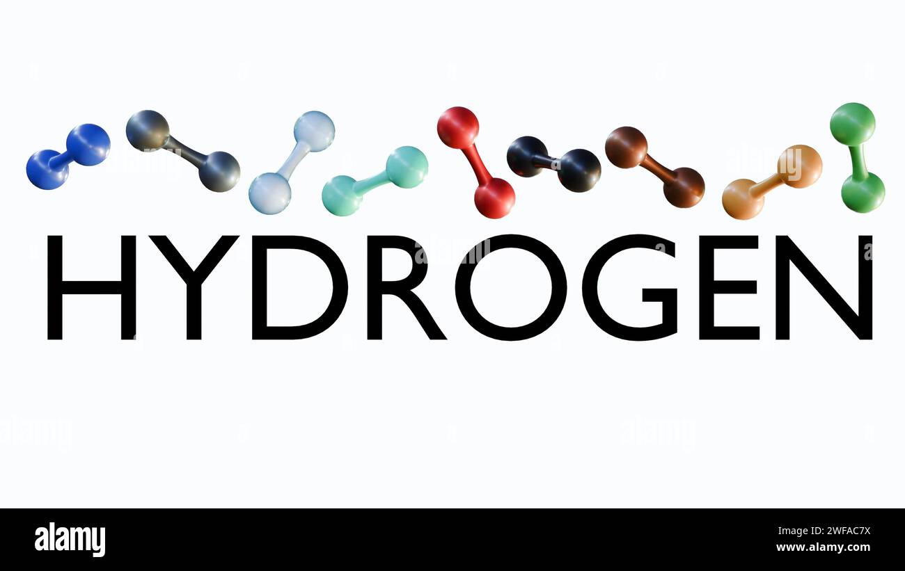 le rendu 3d de l'ombre de l'hydrogène est une approche différente pour exploiter le potentiel d'énergie propre de l'hydrogène. Banque D'Images