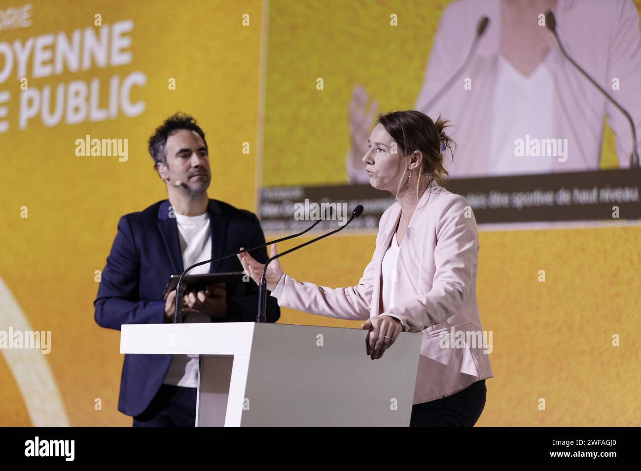 Paris, France. 26 novembre 2023. Lors de la 18ème édition des Trophées APAJH au Carrousel du Louvre à Paris, France Banque D'Images