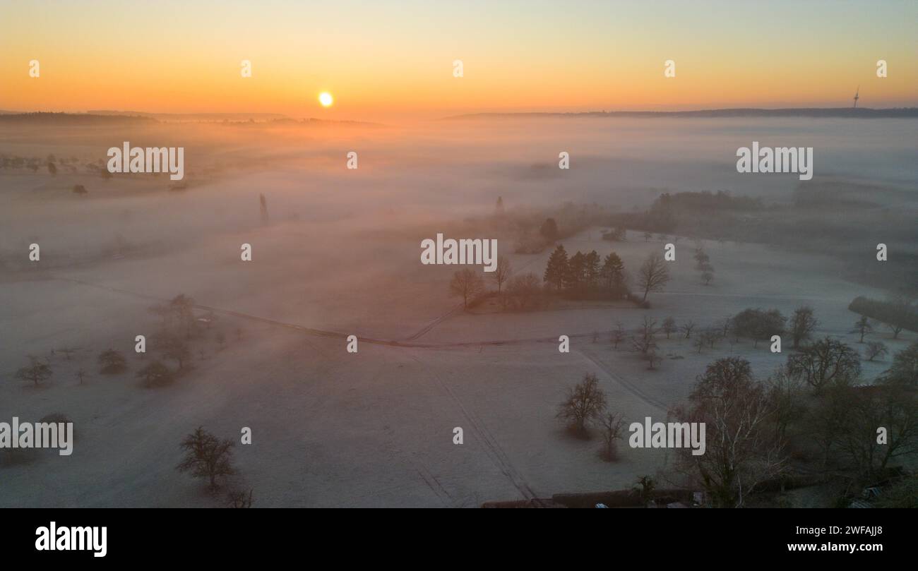 Lever de soleil sur Waldenbuch Baden-Württemberg Banque D'Images